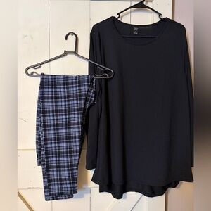 Black Top and Plaid Pants Set